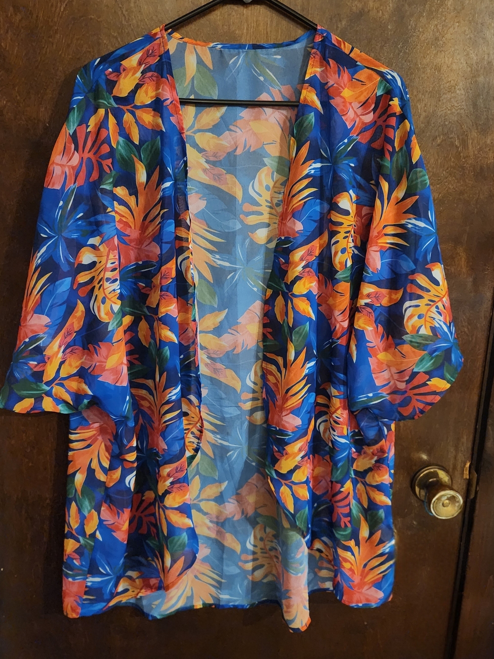 Blue Tropical Floral Kimono Jacket